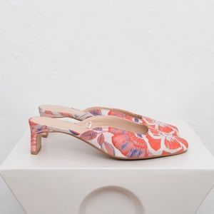 Mango Floral Jacquard Mule Heels
